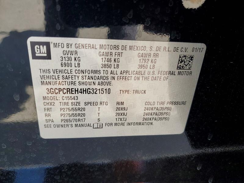 Продажа на аукционе авто 2017 Chevrolet Silverado, vin: 3GCPCREH4HG321510, номер лота: 50899026