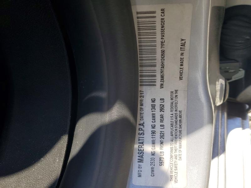 Aukcja sprzedaży 2017 Maserati Ghibli, vin: ZAM57RTA6H1242660, numer aukcji: 50839526