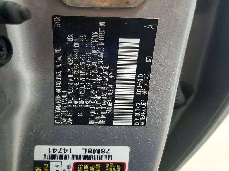 Продажа на аукционе авто 2008 Toyota Sequoia, vin: 5TDBY68A18S008120, номер лота: 50621946