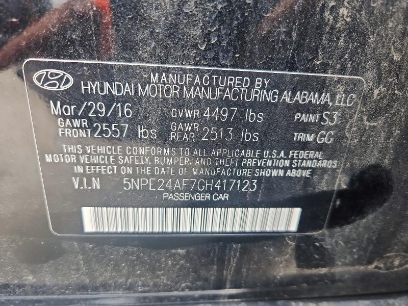 Продажа на аукционе авто 2016 Hyundai Sonata, vin: 5NPE24AF7GH417123, номер лота: 50776656