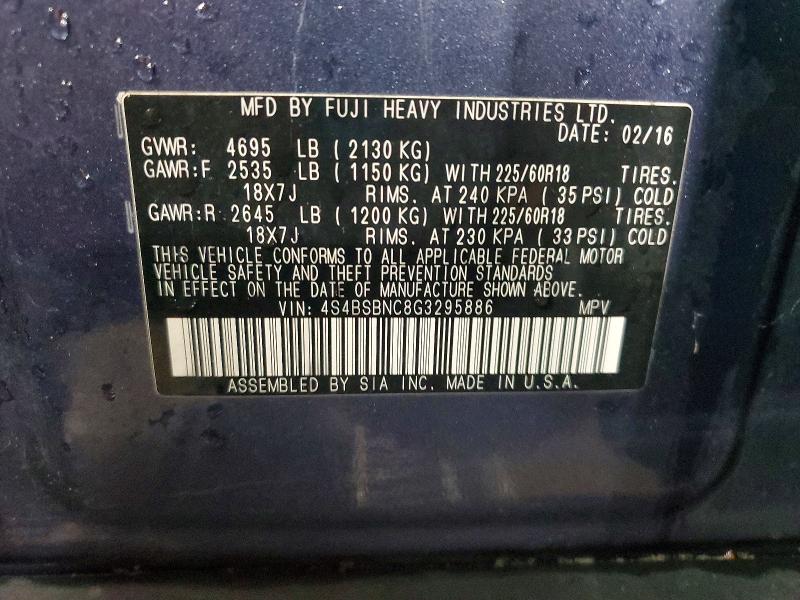 Продаж на аукціоні авто 2016 Subaru Outback, vin: 4S4BSBNC8G3295886, номер лоту: 49908106