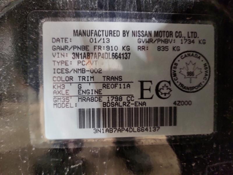 Продаж на аукціоні авто 2013 Nissan Sentra, vin: 3N1AB7AP4DL664137, номер лоту: 48525126