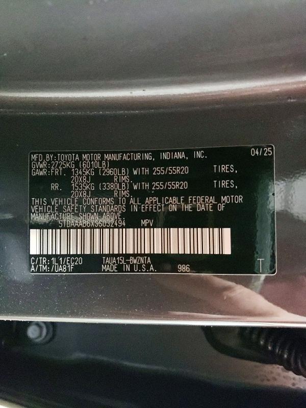 Продаж на аукціоні авто 2025 Lexus Tx 350, vin: 5TDAAAB6XSS032494, номер лоту: 48500756