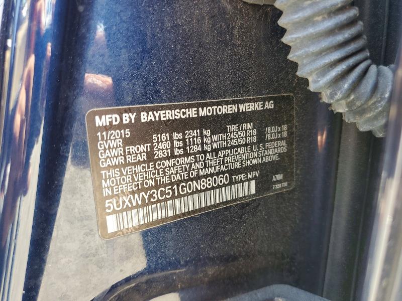 Продаж на аукціоні авто 2016 Bmw X3, vin: 5UXWY3C51G0N88060, номер лоту: 48863036