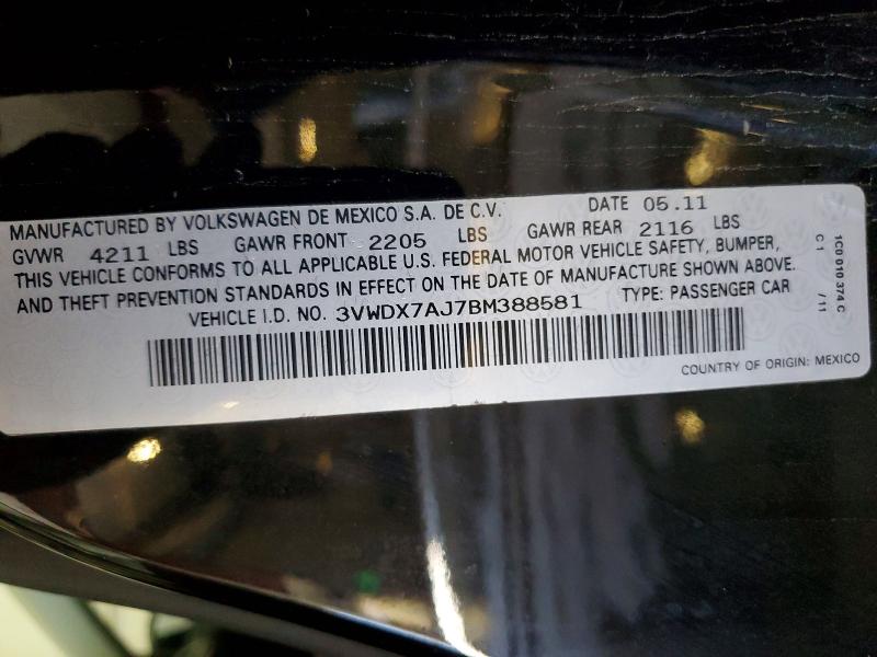 49485456 :رقم المزاد ، 3VWDX7AJ7BM388581 vin ، 2011 Volkswagen Jetta مزاد بيع