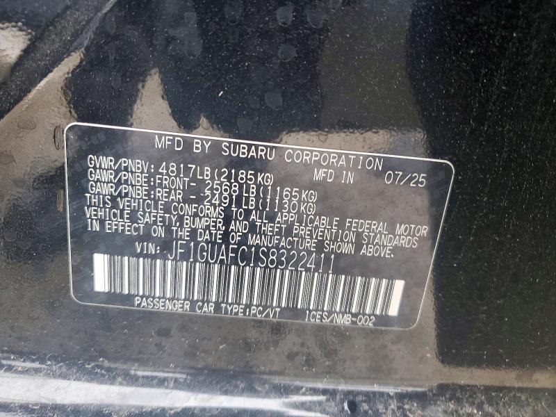 2025 Subaru Impreza მანქანა იყიდება აუქციონზე, vin: JF1GUAFC1S8322411, აუქციონის ნომერი: 49658246