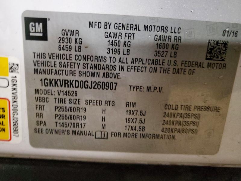 Aukcja sprzedaży 2016 Gmc Acadia, vin: 1GKKVRKD0GJ260907, numer aukcji: 49587356