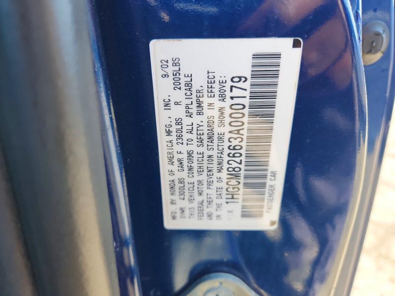 Auction sale of the 2003 Honda Accord, vin: 1HGCM82663A000179, lot number: 48858466