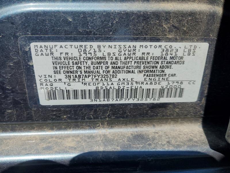 52018936 :رقم المزاد ، 3N1AB7AP7FY325782 vin ، 2015 Nissan Sentra مزاد بيع