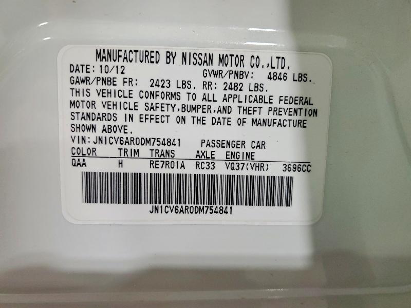 Aukcja sprzedaży 2013 Infiniti G37 Sedan, vin: JN1CV6AR0DM754841, numer aukcji: 50649466
