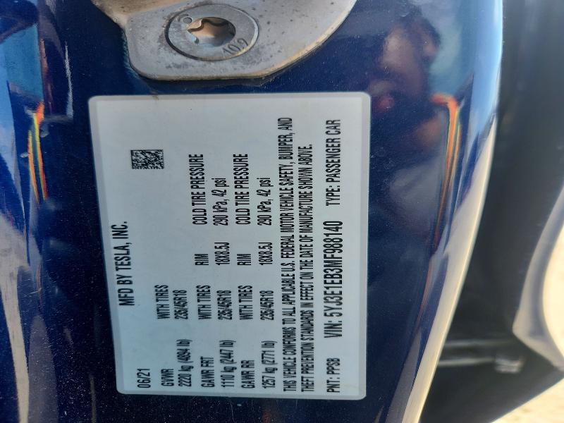 Продажа на аукционе авто 2021 Tesla Model 3, vin: 5YJ3E1EB3MF988140, номер лота: 49113356