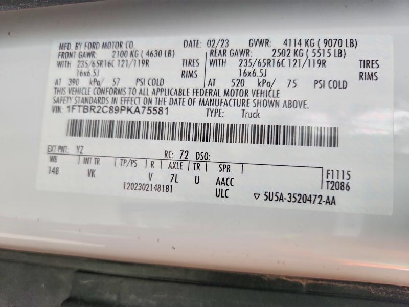 Продажа на аукционе авто 2023 Ford Transit, vin: 1FTBR2C89PKA75581, номер лота: 48465396