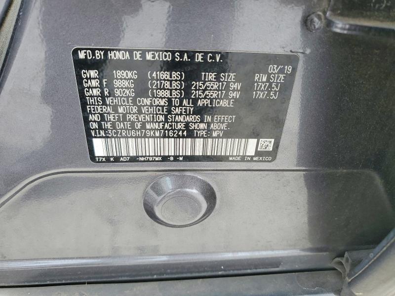 48891916 :رقم المزاد ، 3CZRU6H79KM716244 vin ، 2019 Honda Hr-v مزاد بيع