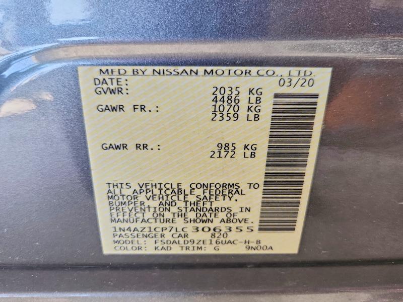 Продажа на аукционе авто 2020 Nissan Leaf, vin: 1N4AZ1CP7LC306355, номер лота: 50145976