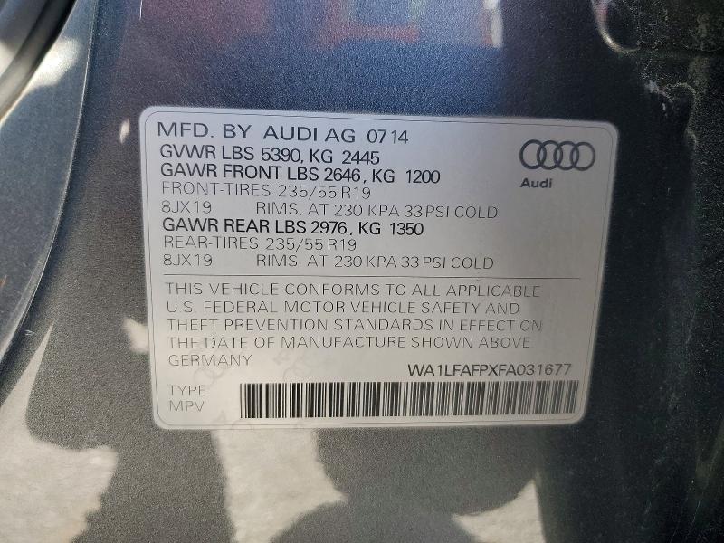 Продажа на аукционе авто 2015 Audi Q5, vin: WA1LFAFPXFA031677, номер лота: 49252976