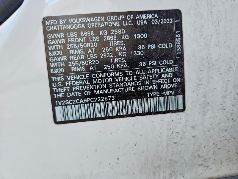 2023 Volkswagen Atlas Cross Sport მანქანა იყიდება აუქციონზე, vin: 1V2SC2CA9PC222673, აუქციონის ნომერი: 50745376