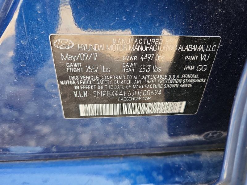 Aukcja sprzedaży 2018 Hyundai Sonata, vin: 5NPE34AF6JH600694, numer aukcji: 51991766