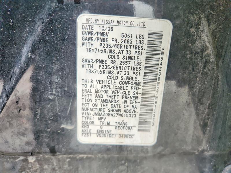 Продажа на аукционе авто 2007 Nissan Murano, vin: JN8AZ08W27W615373, номер лота: 51372836