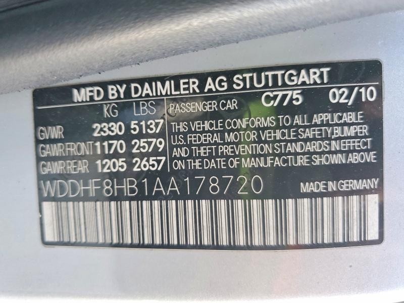 Aukcja sprzedaży 2010 Mercedes-benz E, vin: WDDHF8HB1AA178720, numer aukcji: 49945916