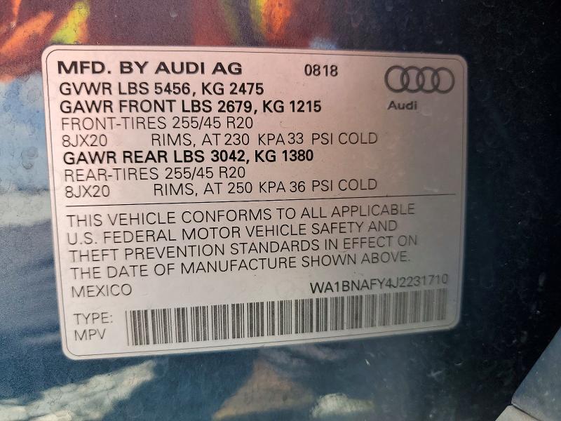 Продаж на аукціоні авто 2018 Audi Q5, vin: WA1BNAFY4J2231710, номер лоту: 48709056