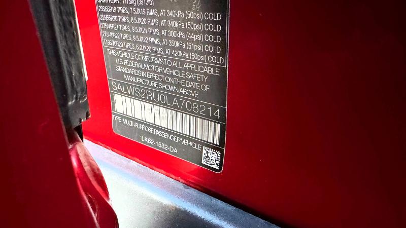 2020 Land Rover Range Rover Sport მანქანა იყიდება აუქციონზე, vin: SALWS2RU0LA708214, აუქციონის ნომერი: 51906216