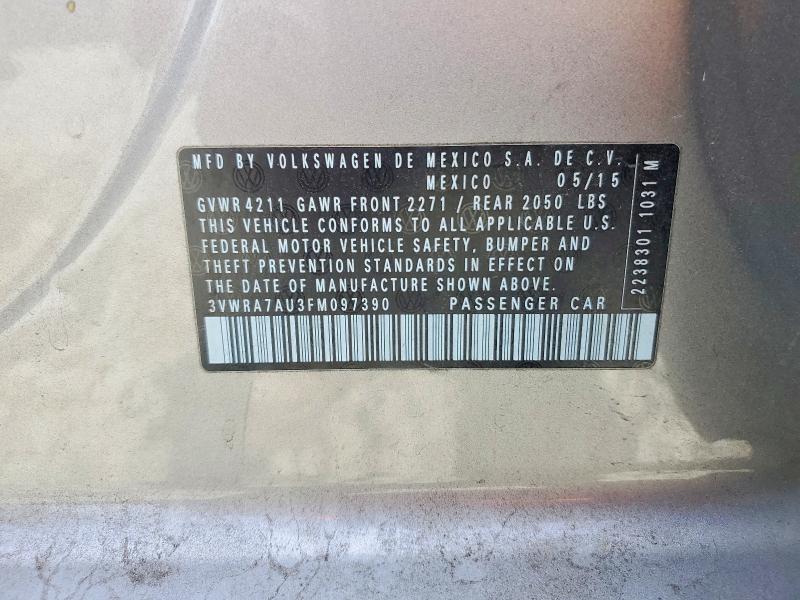 49113446 :رقم المزاد ، 3VWRA7AU3FM097390 vin ، 2015 Volkswagen Golf مزاد بيع
