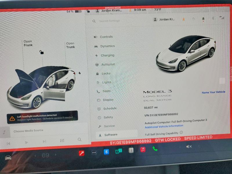 2021 Tesla Model 3 მანქანა იყიდება აუქციონზე, vin: 5YJ3E1EB9MF868892, აუქციონის ნომერი: 49065586