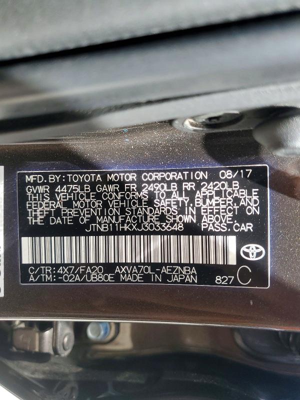 Aukcja sprzedaży 2018 Toyota Camry, vin: JTNB11HKXJ3033648, numer aukcji: 49516286