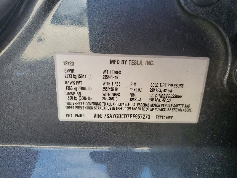 2023 Tesla Model Y მანქანა იყიდება აუქციონზე, vin: 7SAYGDED7PF957273, აუქციონის ნომერი: 49814986