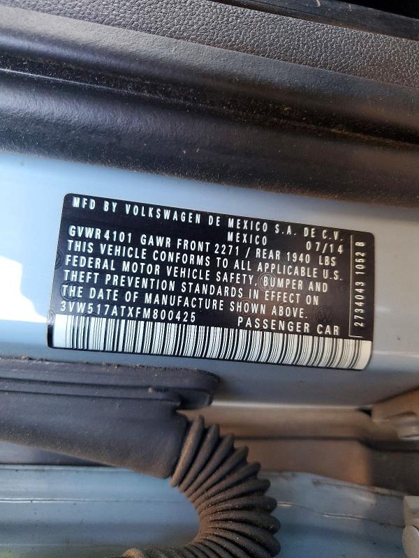 Aukcja sprzedaży 2015 Volkswagen Beetle, vin: 3VW517ATXFM800425, numer aukcji: 50904486