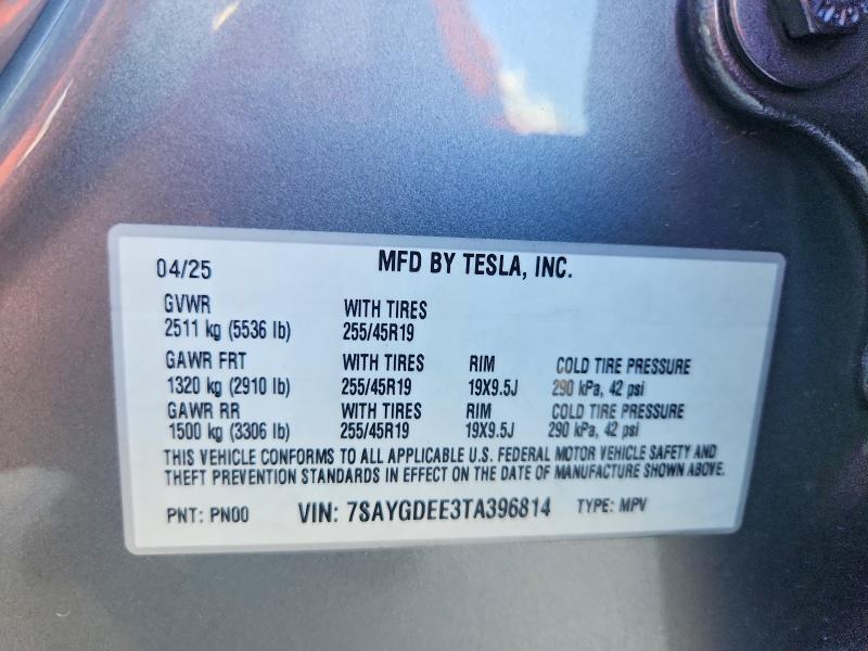Aukcja sprzedaży 2026 Tesla Model Y, vin: 7SAYGDEE3TA396814, numer aukcji: 49438986