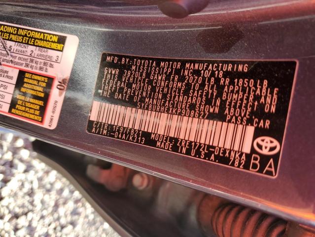 49142056 :رقم المزاد ، 5YFBURHEXKP908627 vin ، 2019 Toyota Corolla مزاد بيع