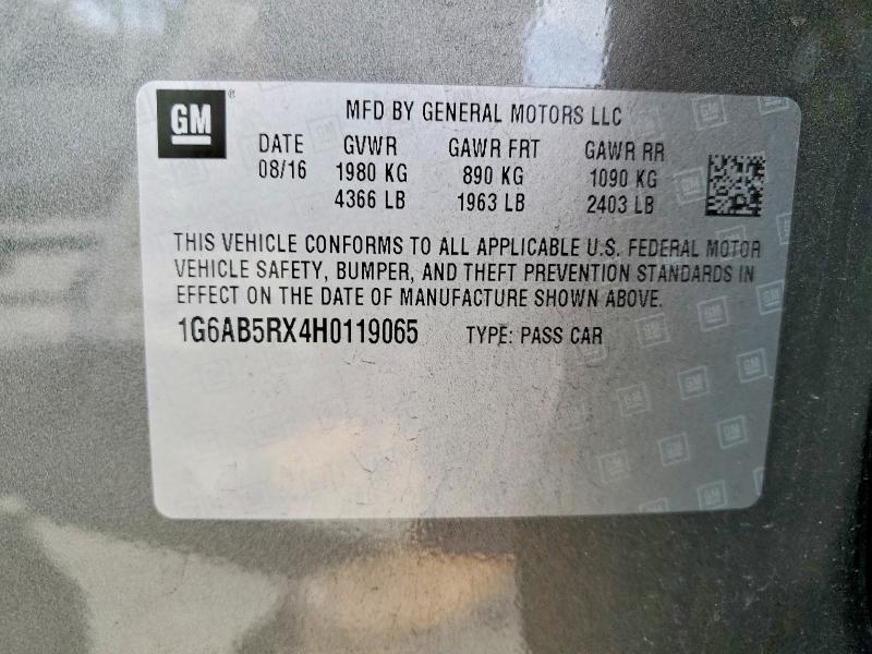 51518456 :رقم المزاد ، 1G6AB5RX4H0119065 vin ، 2017 Cadillac Ats مزاد بيع
