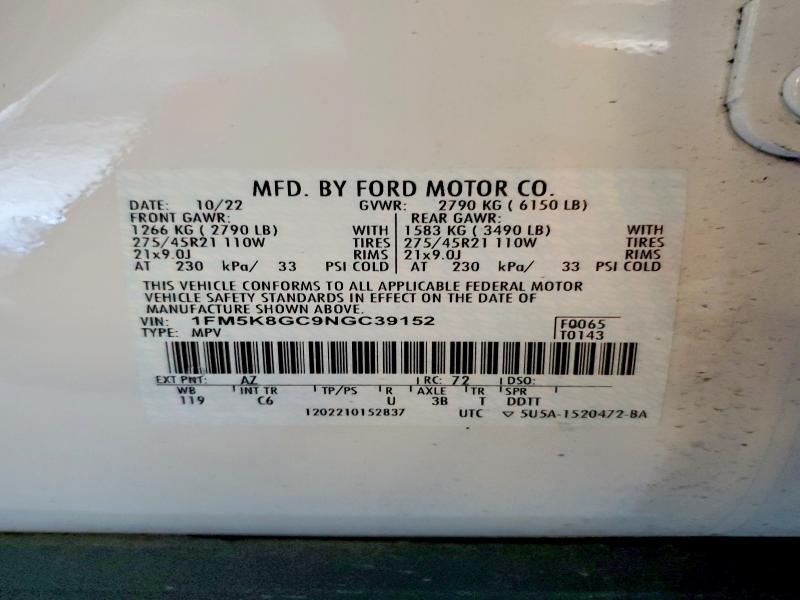 Продаж на аукціоні авто 2022 Ford Explorer, vin: 1FM5K8GC9NGC39152, номер лоту: 51164086