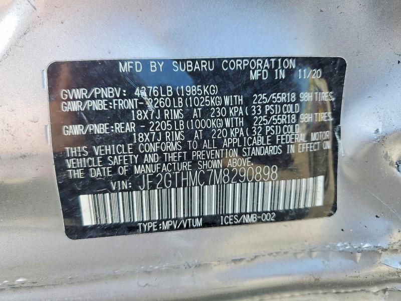 Aukcja sprzedaży 2021 Subaru Crosstrek, vin: JF2GTHMC7M8290898, numer aukcji: 51572916
