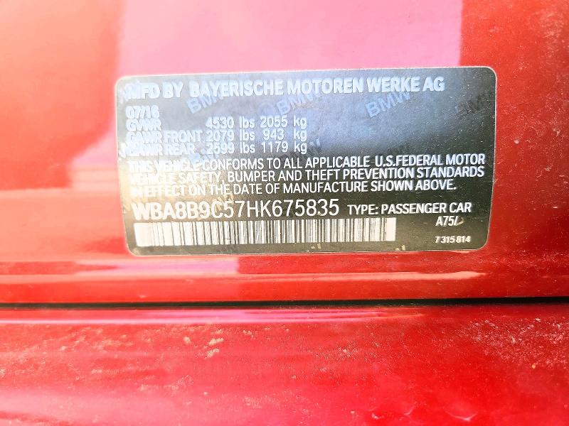 Продаж на аукціоні авто 2017 Bmw 330, vin: WBA8B9C57HK675835, номер лоту: 50394886