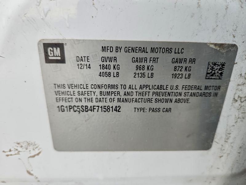 Aukcja sprzedaży 2015 Chevrolet Cruze, vin: 1G1PC5SB4F7158142, numer aukcji: 51599636