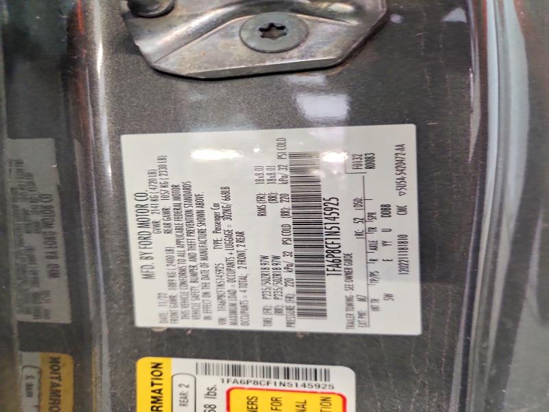 Auction sale of the 2022 Ford Mustang, vin: 1FA6P8CF1N5145925, lot number: 51412286