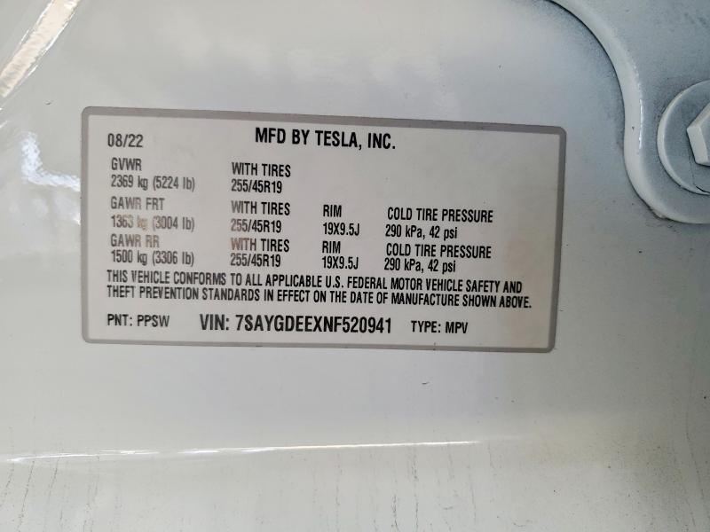 Aukcja sprzedaży 2022 Tesla Model Y, vin: 7SAYGDEEXNF520941, numer aukcji: 49919156