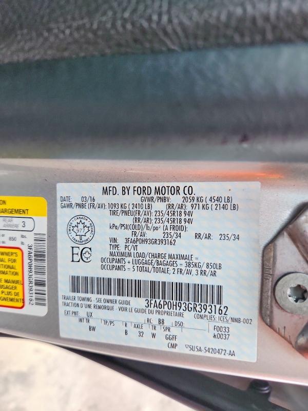 48847666 :رقم المزاد ، 3FA6P0H93GR393162 vin ، 2016 Ford Fusion مزاد بيع