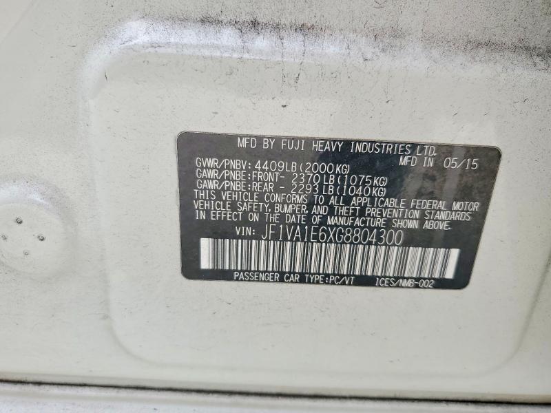 Aukcja sprzedaży 2016 Subaru Wrx, vin: JF1VA1E6XG8804300, numer aukcji: 50780136