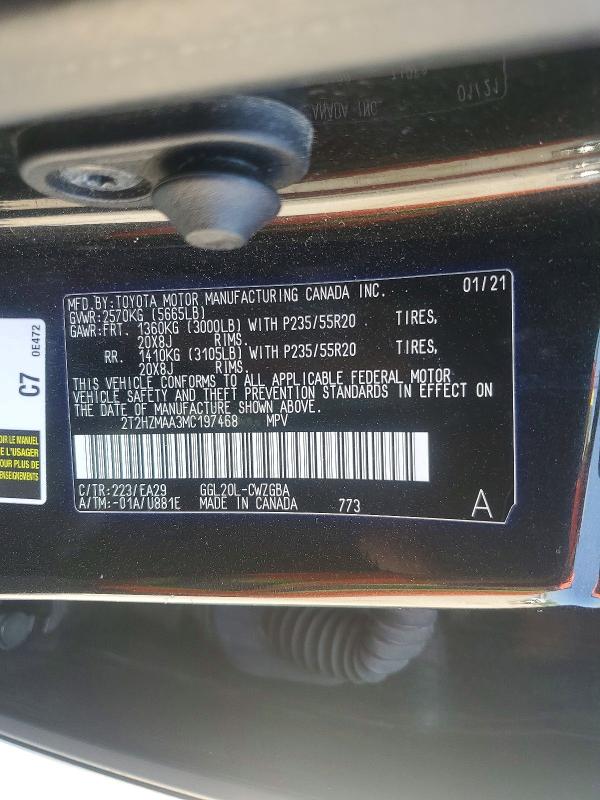 Aukcja sprzedaży 2021 Lexus Rx, vin: 2T2HZMAA3MC197468, numer aukcji: 50245436