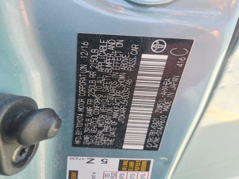 2017 Toyota Prius მანქანა იყიდება აუქციონზე, vin: JTDKARFU5H3039746, აუქციონის ნომერი: 50705276