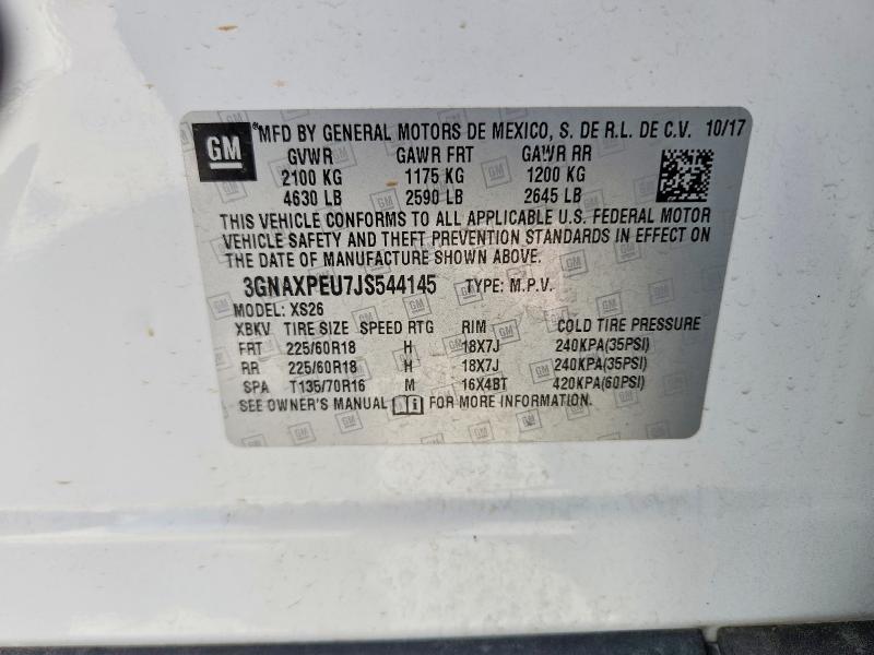 Aukcja sprzedaży 2018 Chevrolet Equinox, vin: 3GNAXPEU7JS544145, numer aukcji: 48929316