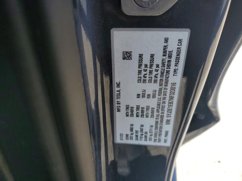 Aukcja sprzedaży 2022 Tesla Model 3, vin: 5YJ3E1EB7NF323016, numer aukcji: 51683556