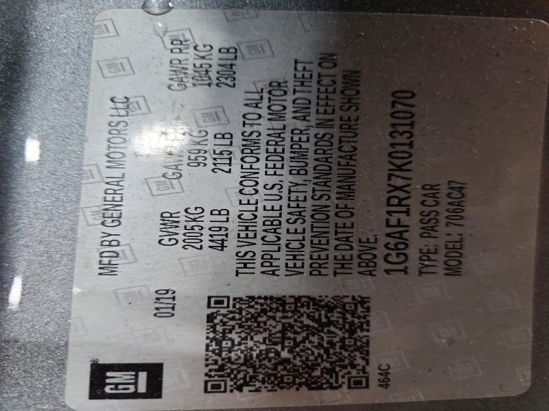 50228196 :رقم المزاد ، 1G6AF1RX7K0131070 vin ، 2019 Cadillac Ats مزاد بيع