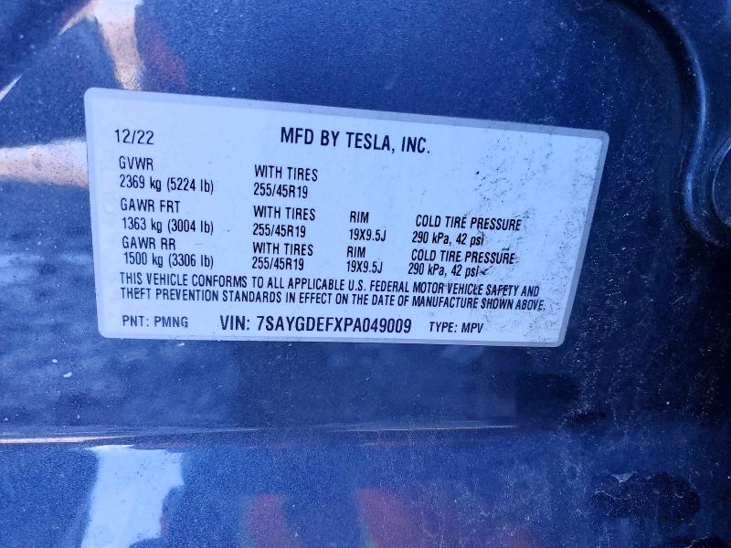 2023 Tesla Model Y მანქანა იყიდება აუქციონზე, vin: 7SAYGDEFXPA049009, აუქციონის ნომერი: 48579506