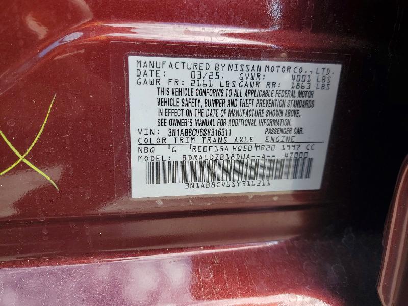 48505276 :رقم المزاد ، 3N1AB8CV6SY316311 vin ، 2025 Nissan Sentra مزاد بيع