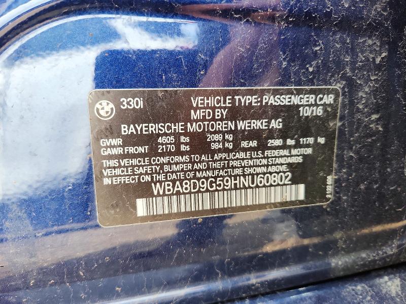 Aukcja sprzedaży 2017 Bmw 330, vin: WBA8D9G59HNU60802, numer aukcji: 48684966