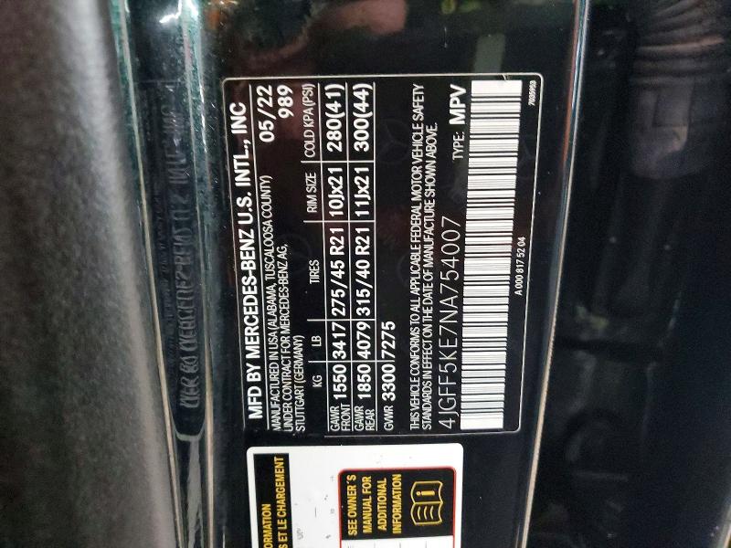Продаж на аукціоні авто 2022 Mercedes-benz Gls, vin: 4JGFF5KE7NA754007, номер лоту: 48312736